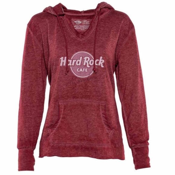 Hard Rock Cafe Lightweight Sweatshirt Size Small Burgundy French Terry Sweater S - Picture 2 of 9